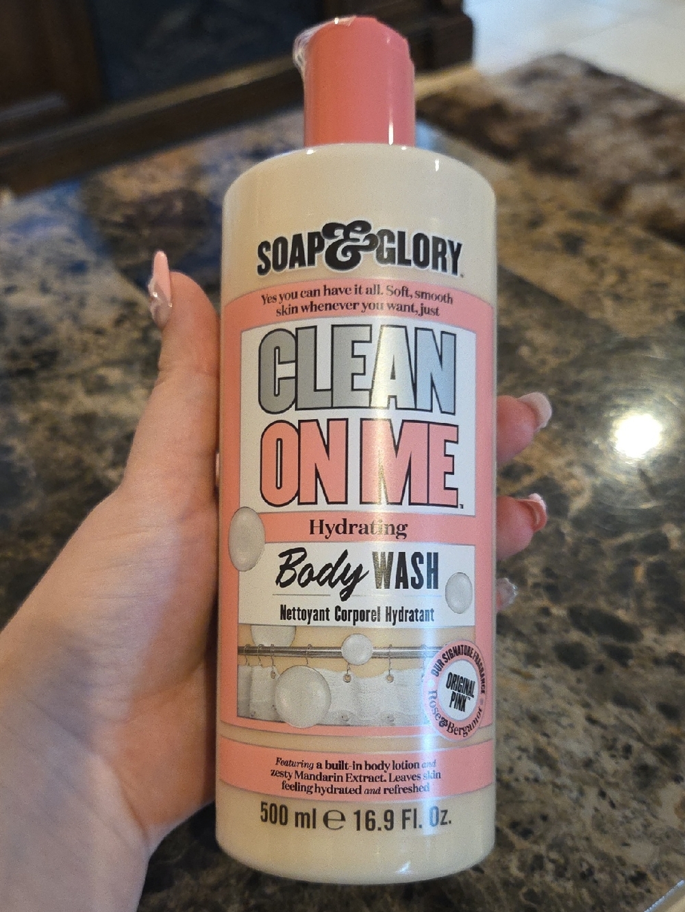 Soap & Glory Clean On Me Hydrating Body Wash - Pink and White Bottle